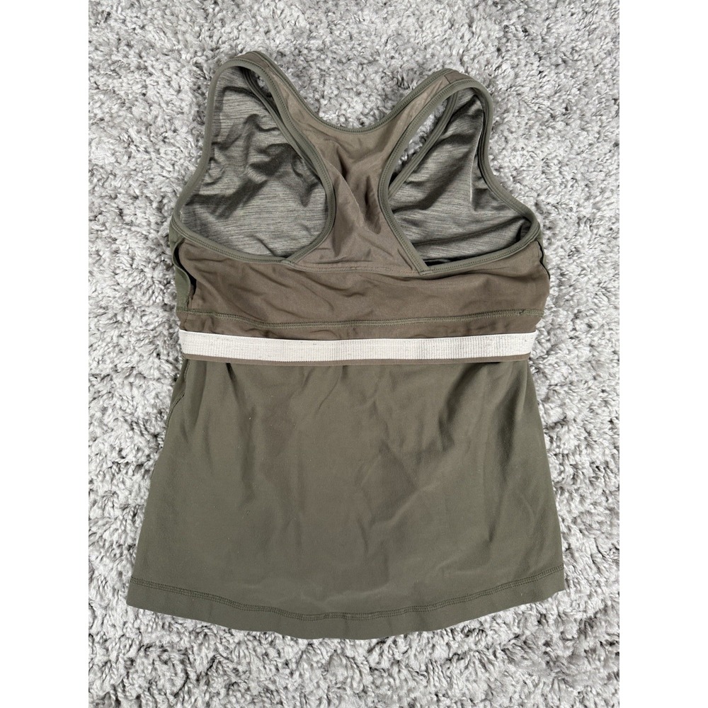 Women's LuluLemon Razor‎ Back Tank Active Shelf Bra Green Mesh Back Size 4 or 6 - Picture 7 of 8